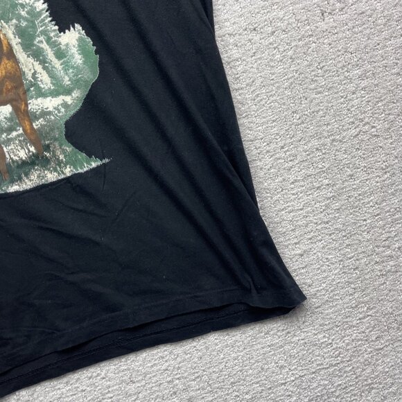 Vintage Hunting T-shirt Wanted Moose Graphic Tee Men Sz M Black Forest Camp - Picture 4 of 14